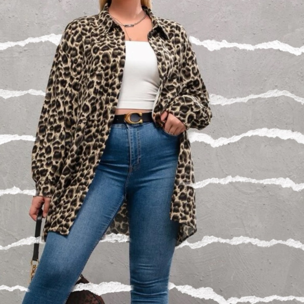 Leopard Print Drop Shoulder Top